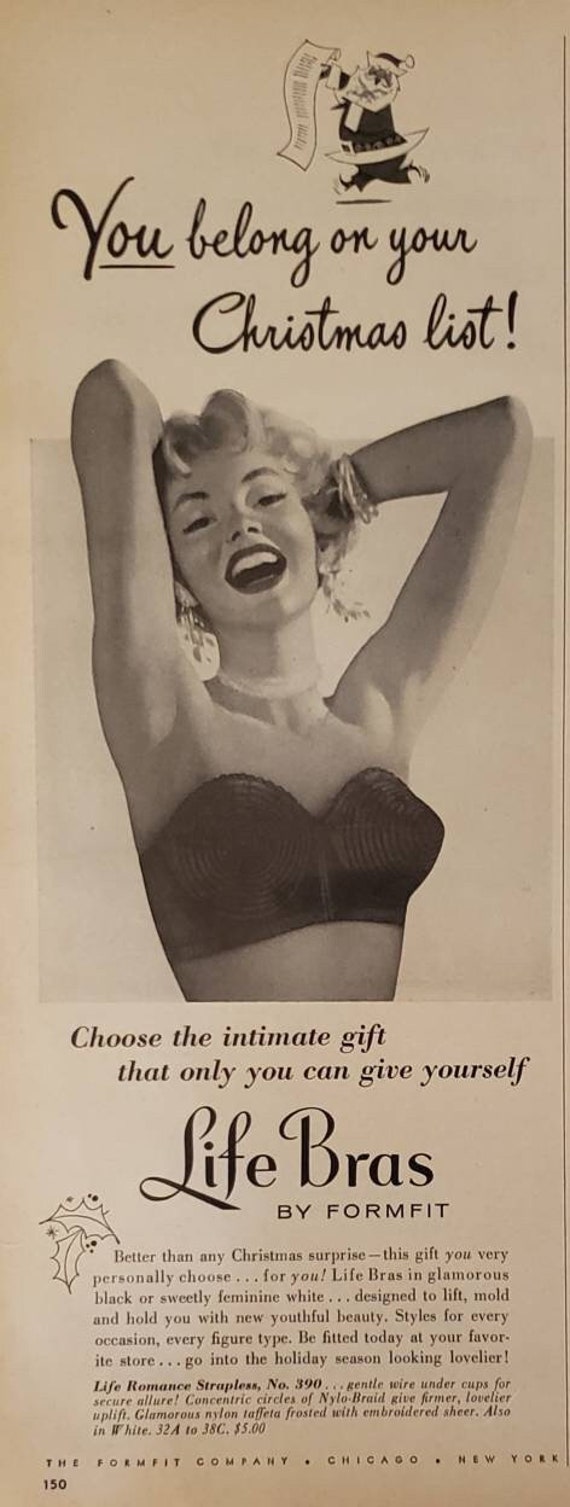 1954 FORMFIT Life Bras Brassiere Lingerie Clothing Fashion Vintage Print Ad