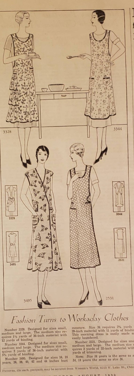1930 VARIOS ANUNCIOS de la mujer Ropa de trabajo Ropa de Etsy España