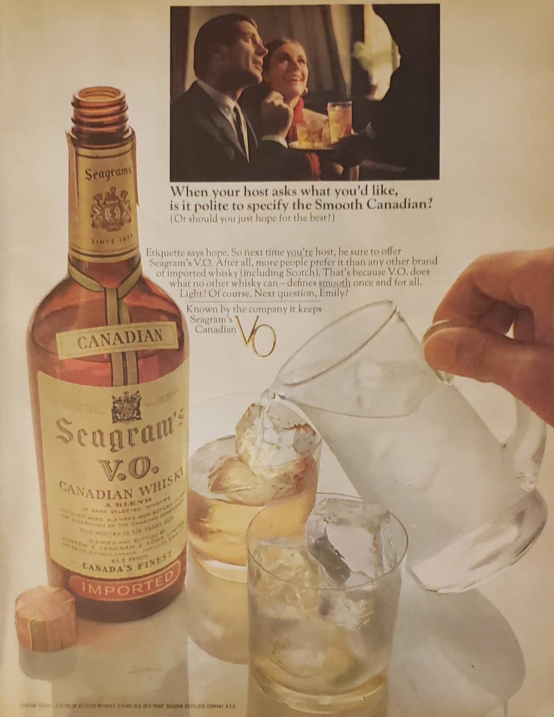 1967 SEAGRAM'S VO Canadian Whisky Alcohol Drink Vintage Print Ad Etsy