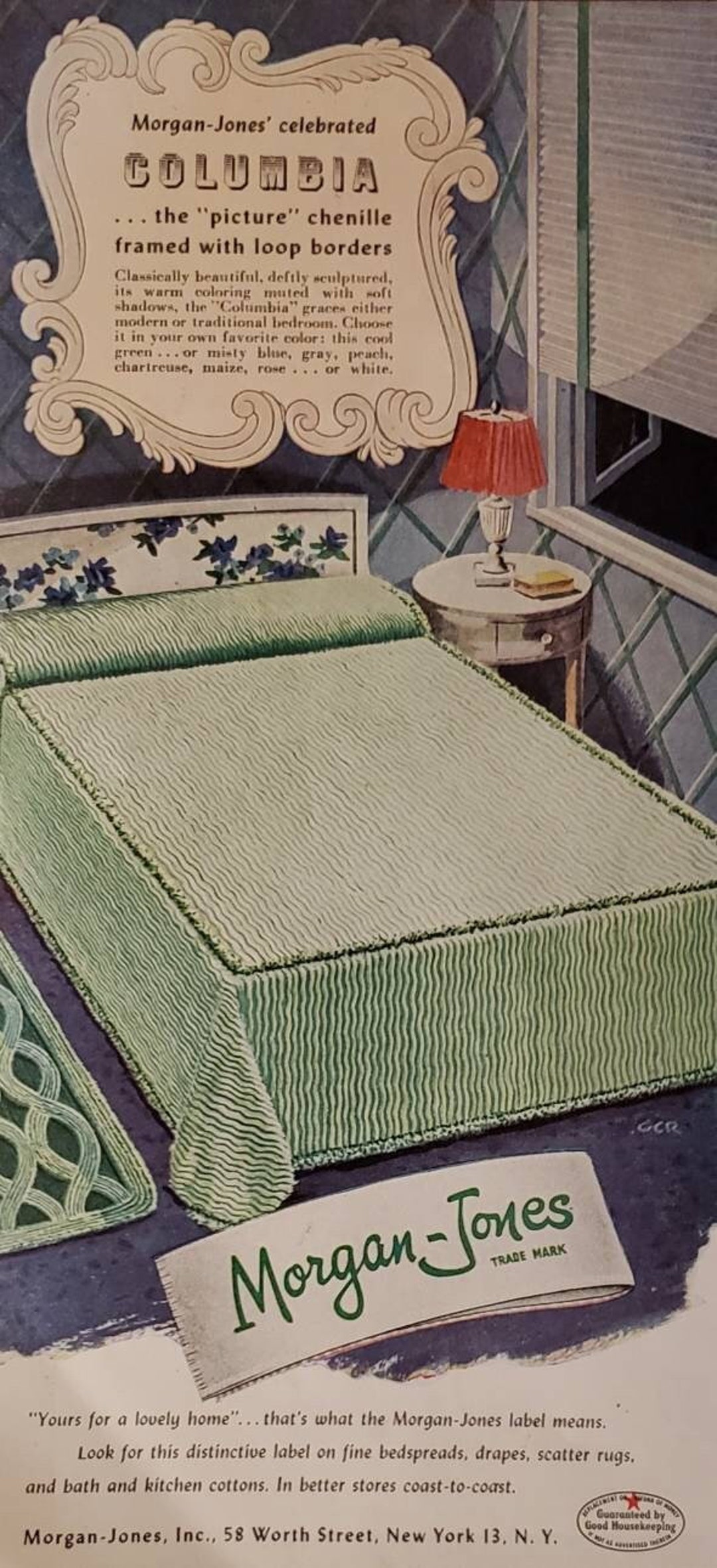 1948 JONES Bedding Columbia Chenille Bedspread Vintage Etsy