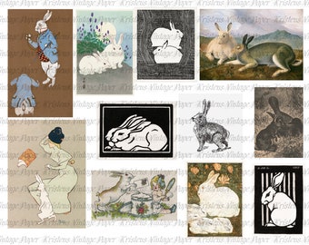 Vintage BUNNY RABBIT Collage Sheet Digital Image Download File Clip Art Printable Scrapbooking