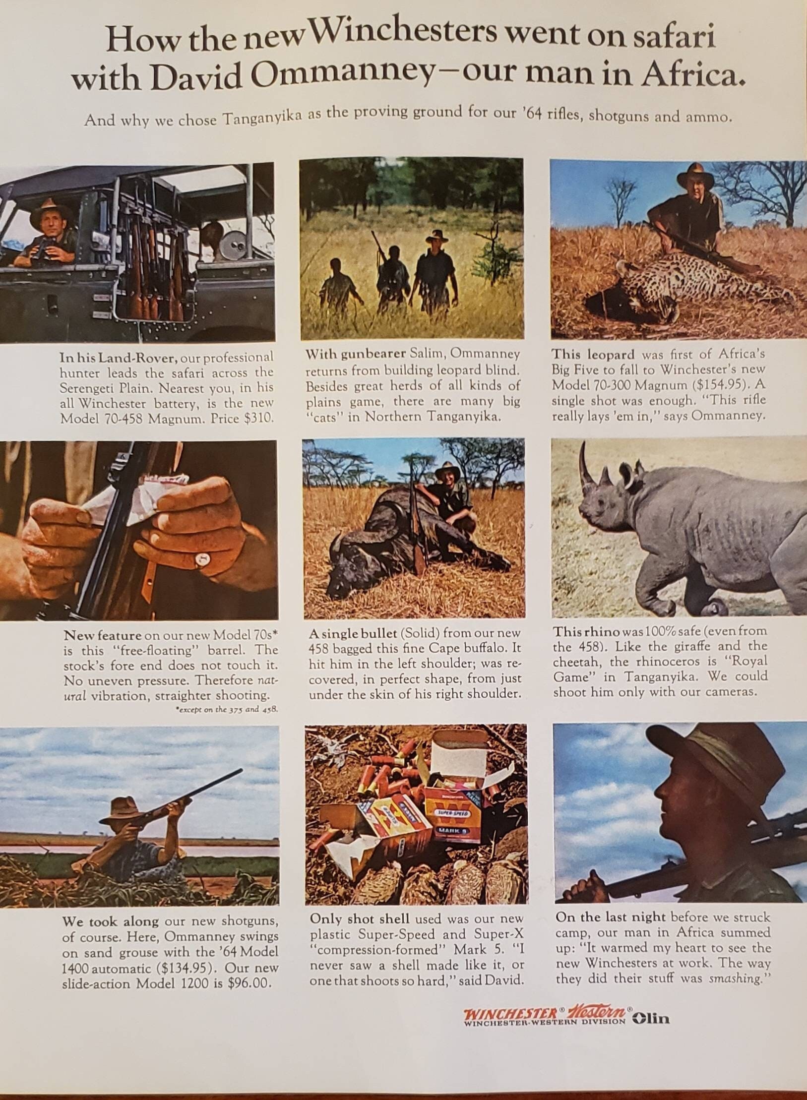 1964 WINCHESTER Guns Hunting Africa Safari David Ommanney CADILLAC