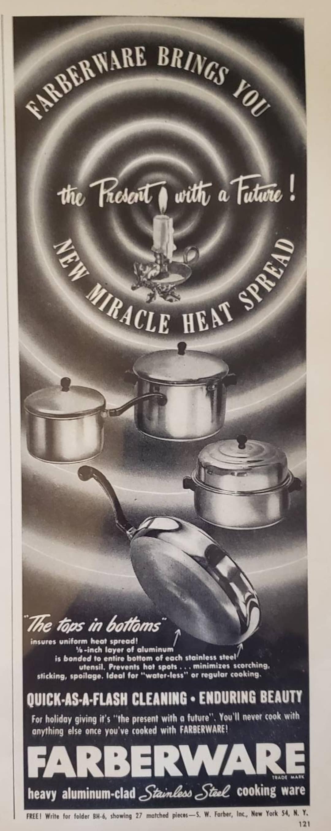 1950 FARBERWARE Heavy Aluminum Clad Stainless Steel Cooking Ware