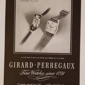 1947 STUDEBAKER Commander Regal DeLuxe 4 Door Sedan Car GIRARD PERREGAUX Fine Watches Jewelry Vintage Print Ad image 2