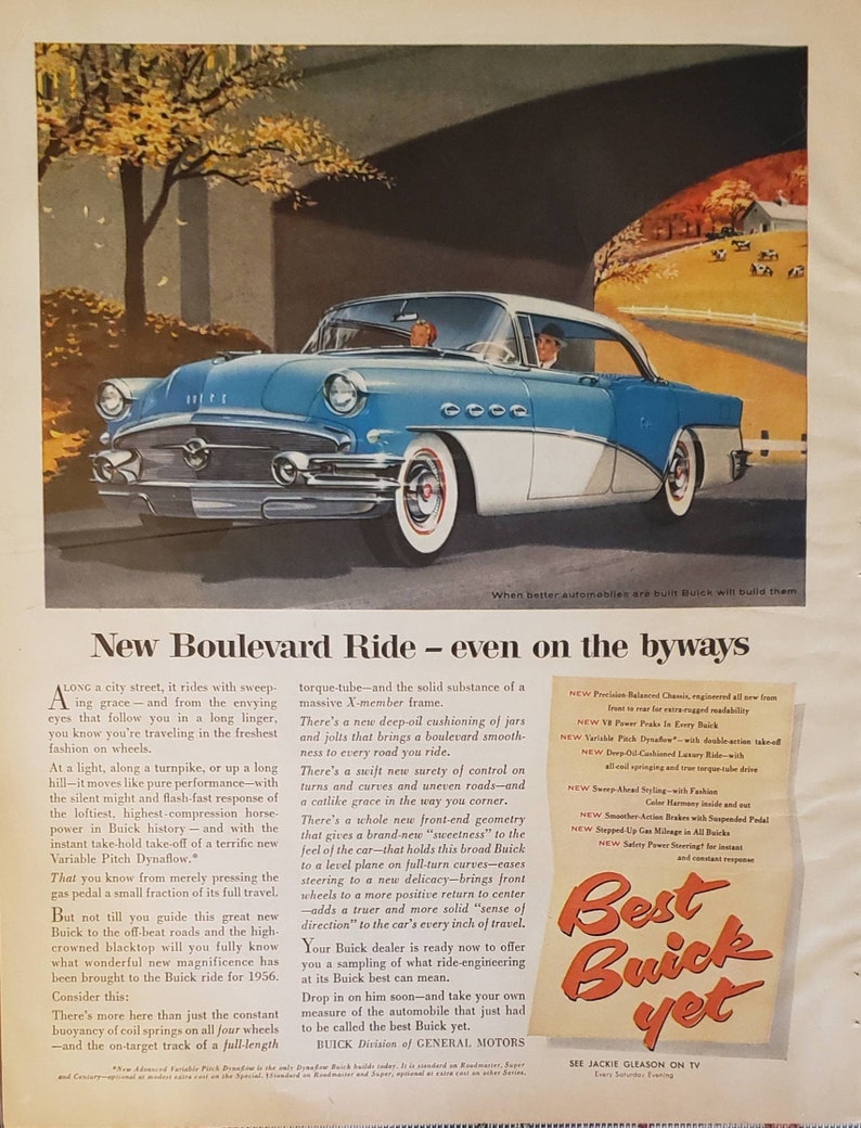 1956 BUICK Boulevard Ride Blue White Car General Motors Cars Etsy