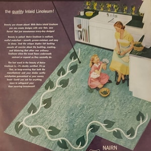1951 NAIRN INLAID LINOLEUM Boden Moden Haushalt Vintage Print Ad