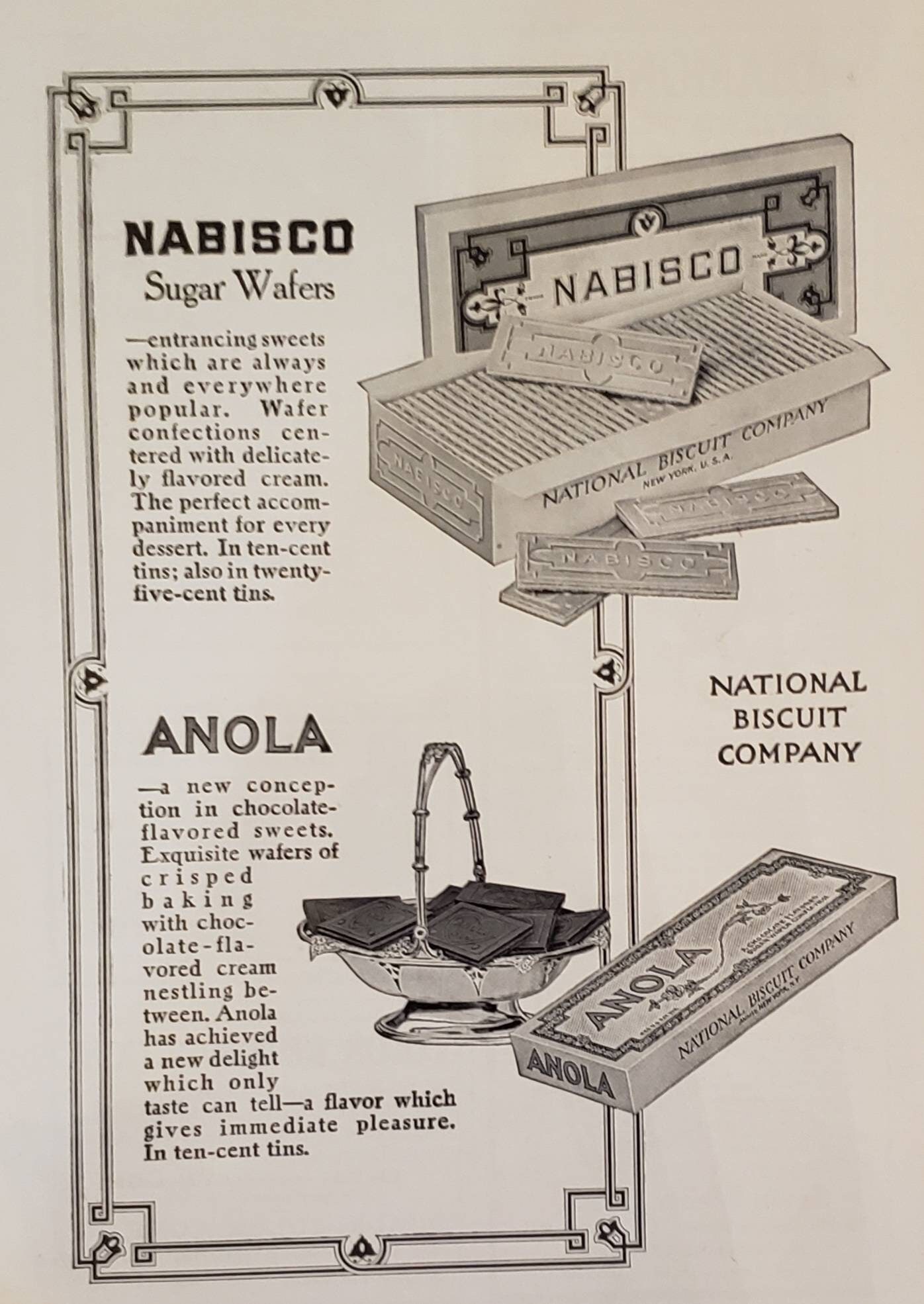 1914 NABISCO Sugar Wafers ANOLA Chocolate Sweets Cookies Etsy