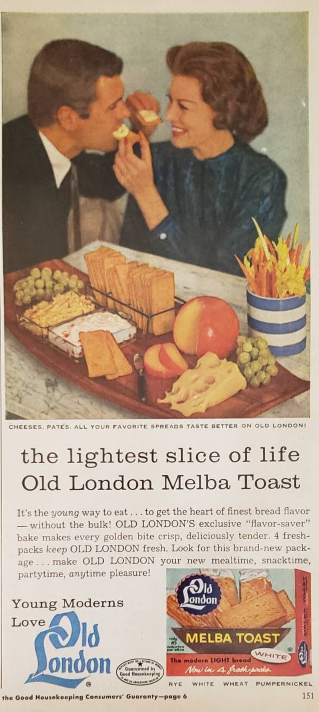1959 OLD LONDON Melba Toast Snack Crackers Appetizer Food Etsy