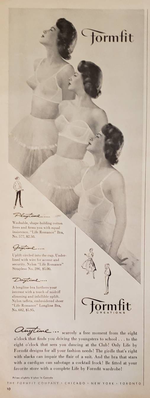 1956 1950s BRA BIFLEX CONE BRAS & GIRDLES =Vintage Retro Print AD