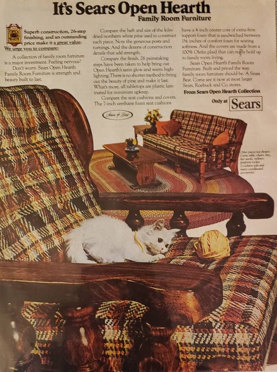 1976 SEARS Open Hearth Plaid Family Room Furniture Household Etsy