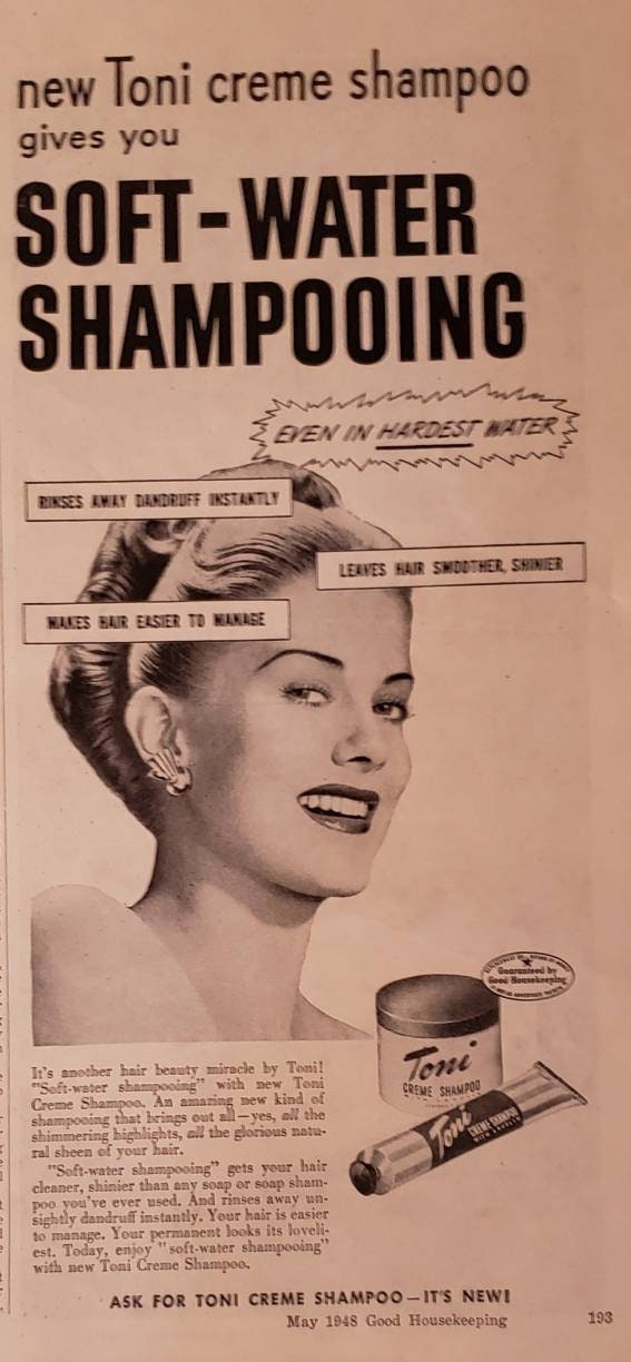 1948 TONI Creme Shampoo Hair Beauty Soft Water Shampooing 