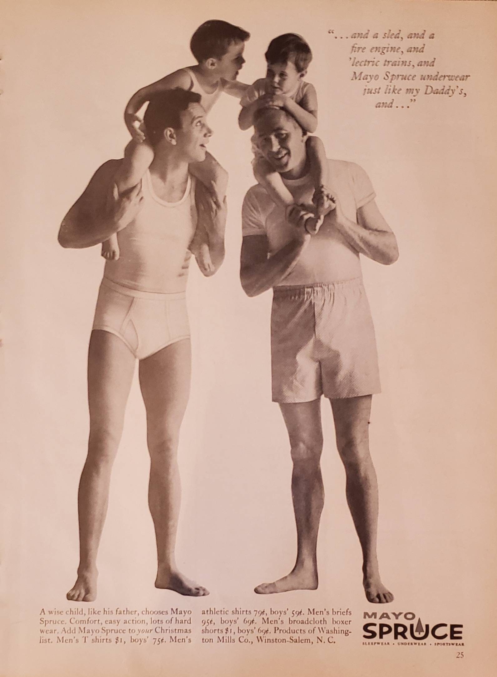 1960 MAYO SPRUCE Mens Boys T Shirts Briefs Boxer Shorts Underwear Fashion  Vintage Print Ad -  Canada