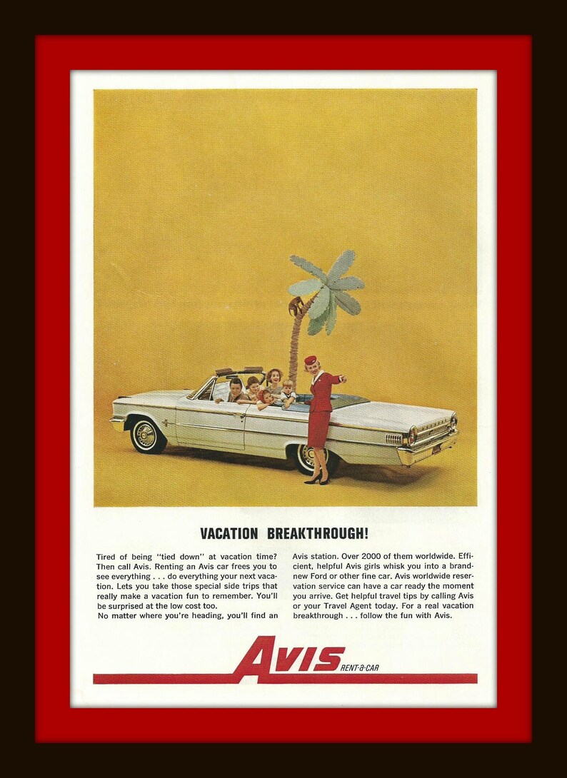 1960s AVIS RentACar Vintage Ad Rental Car Car Auto Etsy