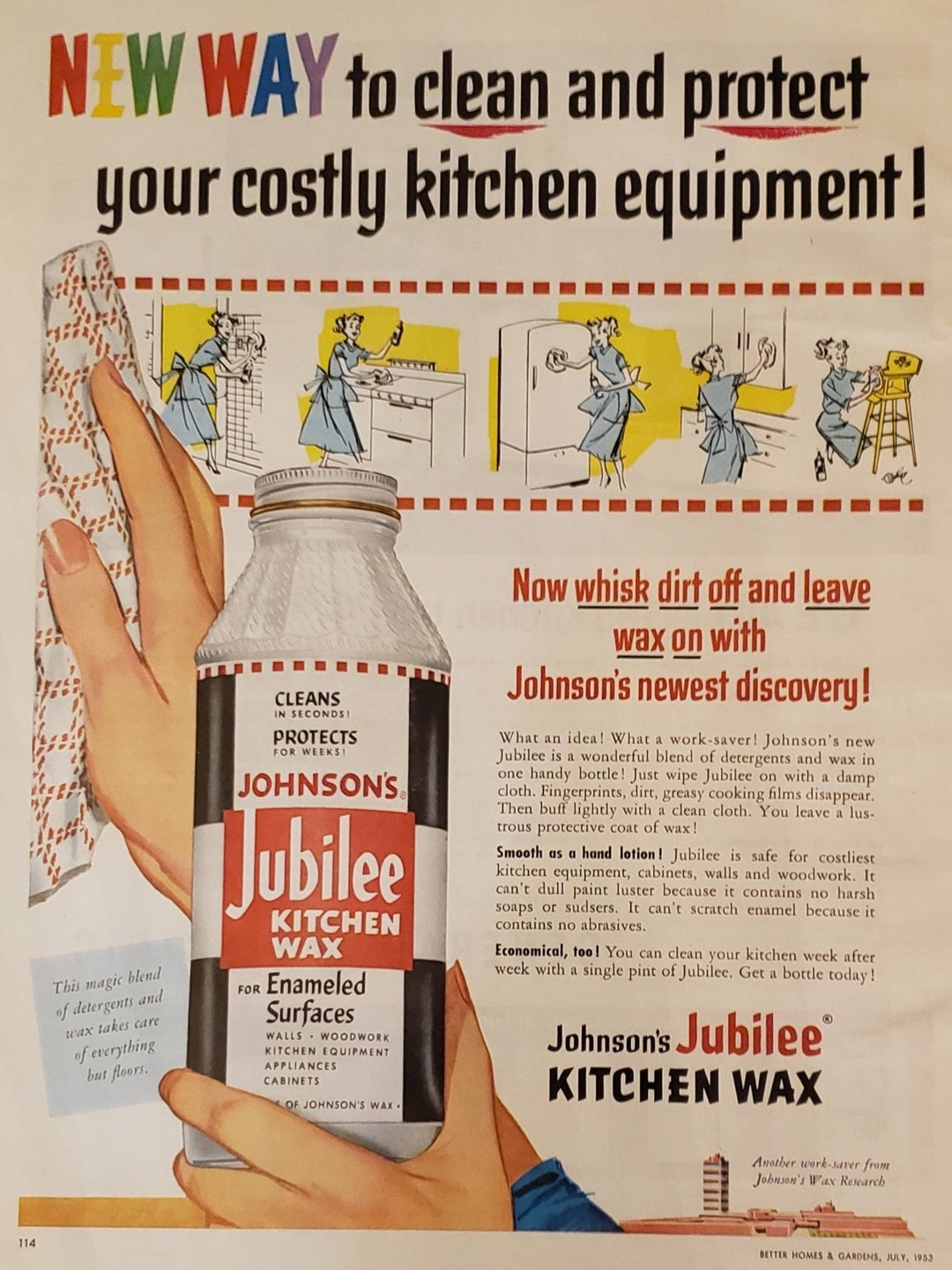 1953 JOHNSON'S Jubilee Kitchen Wax Enameled Surfaces Etsy