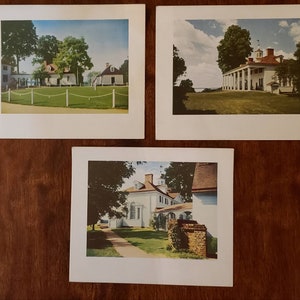 Lot de 3 MOUNT VERNON VIRGINIA George Washington Accueil Grandes cartes postales vintage