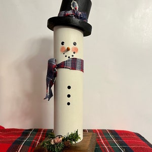 Vintage Country Rustic Farmhouse Wood Snowman-Please Read Description
