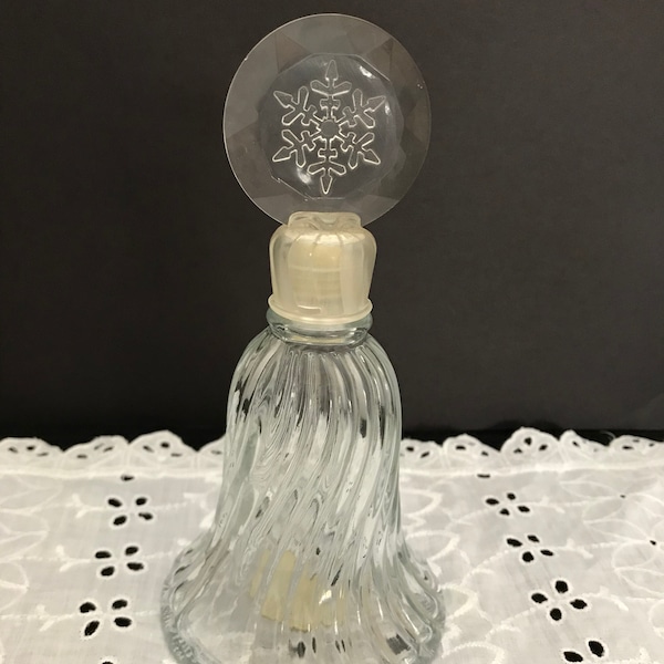 Vintage 1980 Avon Crystal Snowflake Christmas Bell Cologne Bottle-Vintage Avon Cologne Perfume Bottle-Vintage Perfume Bottle