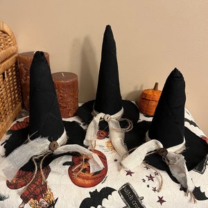 3 Shabby Made Primitive Witch Hats For Shelf or Table decor-Please Read Item Details and Description