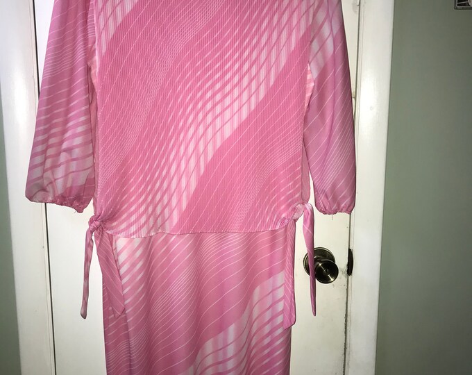 Vintage MCS Ltd New York Dress-Size 18 12 Dress-Vintage Striped Dress-Vintage Clothing-Vintage Women\u2019s clothing-Pink And White Dress