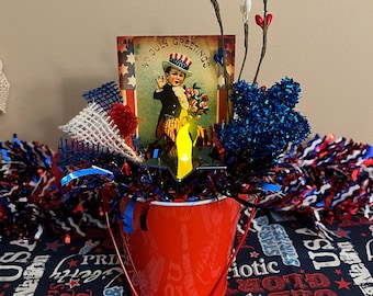 Vintage STYLE Patriotic 4th of July Decoration with Flameless Tea Light