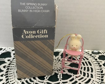 Vintage Avon Spring Bunny in High Chair-Vintage Avon Collectible-The Spring Bunny Collection-Vintage Avon Ornament-Avon Gift Collection