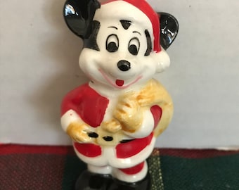 Vintage Santa Mickey Mouse Ornament/Figurine-Vintage Walt Disney Ornaments-Vintage Christmas Ornaments-Santa Mickey