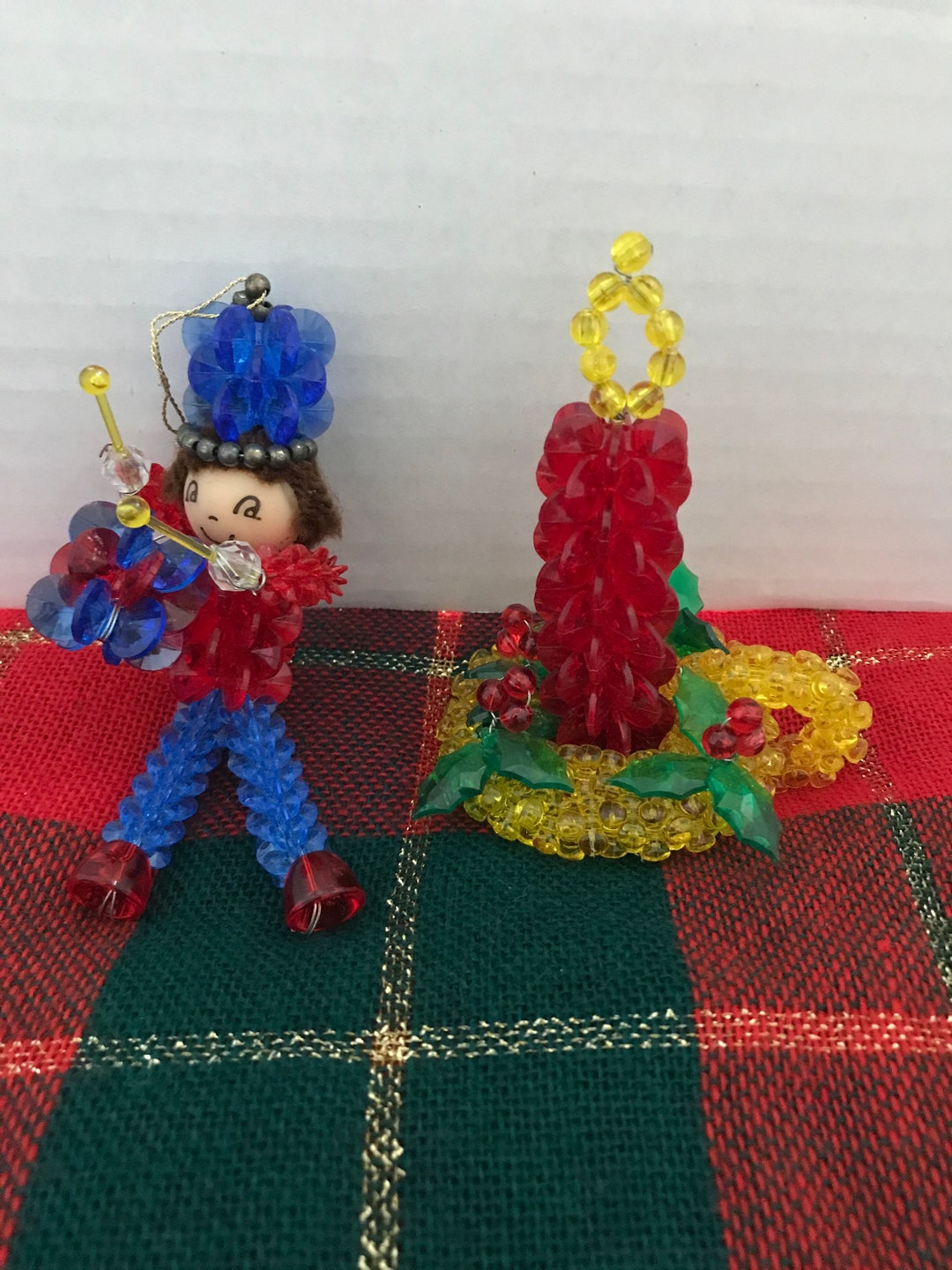 2 Vintage Beaded Christmas Tree Ornamentsvintage Beaded Ornaments