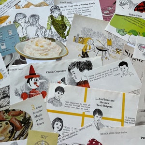 1950-1970 Vintage Kitchen Ephemera Book Page Cut Outs-Please Read Description
