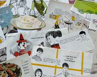 1950-1970 Vintage Kitchen Ephemera Book Page Cut Outs-Please Read Description