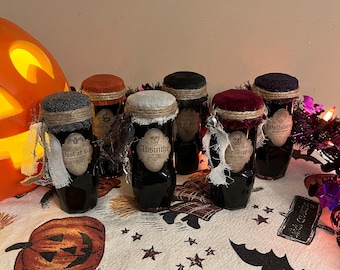6 Upcycled Halloween Potion Bottles-Please Read Description