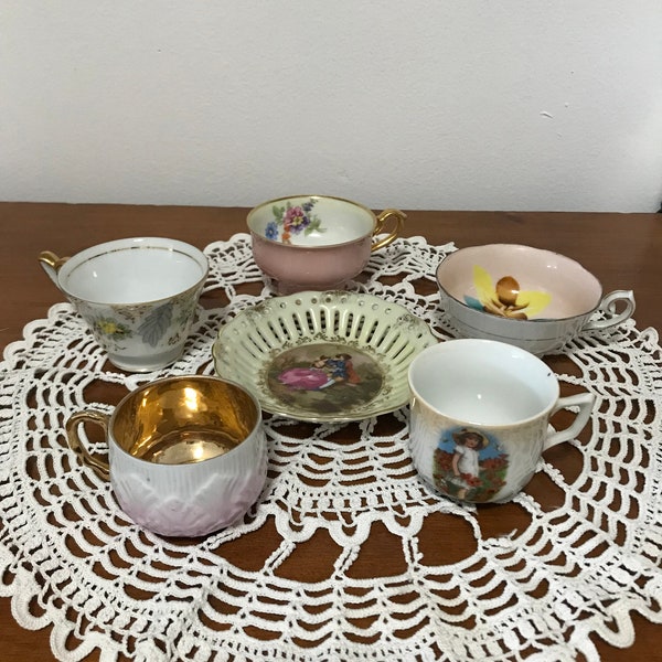 5 Vintage Very Small Tea Cups And 1 Maybe Saucer-Please Read Description Before Purchasing!
