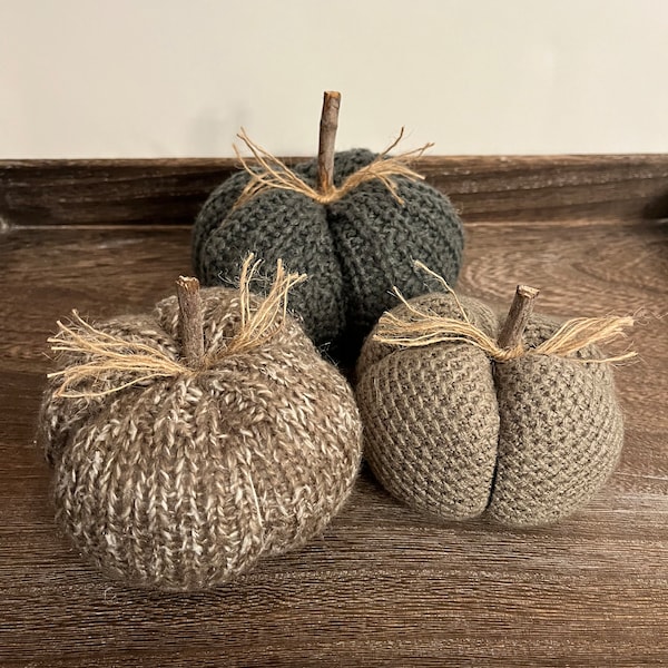 3 Upcycled Repurposed Sweater Pumpkins-Please Read Description