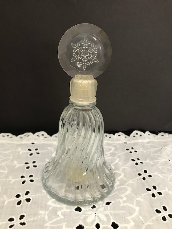 Vintage 1980 Avon Crystal Snowflake Christmas Bell Cologne Bottle