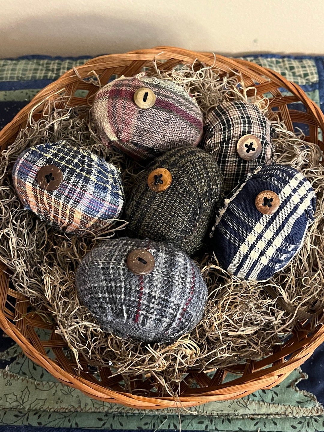 6 Handmade Primitive Farmhouse Rag Eggsfabric Wrapped Eggsplease Read