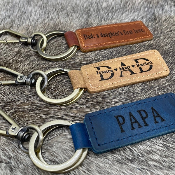 PAPA KEYCHAIN, Papa Leather Keychain, Papa Gift, Gifts for Papa, Papa CHRISTMAS Gifts, Papa Gifts, Custom Papa Christmas Keychain, Papa Gift