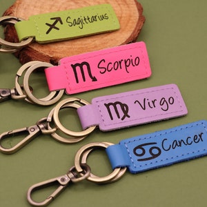 Zodiac Keychain - Zodiac Astrology Constellation Horoscope Jewelry for Women - Aquarius Pisces Aries Gemini Cancer Leo Virgo Libra Scorpio