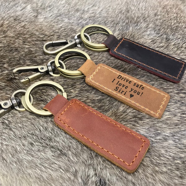 Drive Safe Keychain, Leather Keychain, Personalized Keychain, Keychain for Women, Keychain for Boyfriend, Custom Keychain, Engraved Keychain