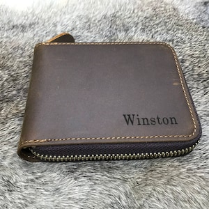 CARTERA DE CUERO, Cartera ZIPPER, Cartera de mujer, Cartera de cuero personalizada, Regalo de marido, Regalo de aniversario, Regalo para él, Regalo de novio