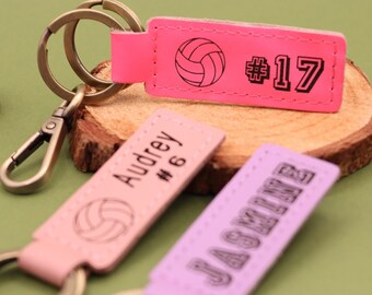 Personalisierter Beachvolleyball-Schlüsselanhänger, Ledertaschenanhänger, Teamgeschenke