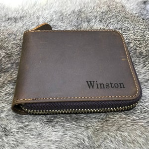 ZIPPER Leather WALLET, Cartera personalizada, Regalos MENORES de 30, Cartera de cuero personalizada, Regalo de marido, Regalo de aniversario, Regalo para él, Novio