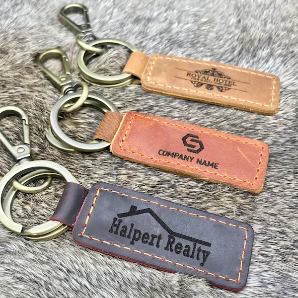BULK CHRISTMAS Gifts for COWORKERS, Corporate Gifts for Employees with Logo, Employee Gifts, Coworker Gift, Leather Keychain