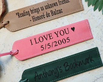 Personalized Leather Bookmark, Custom Engraved Bookmark, Anniversary Gift