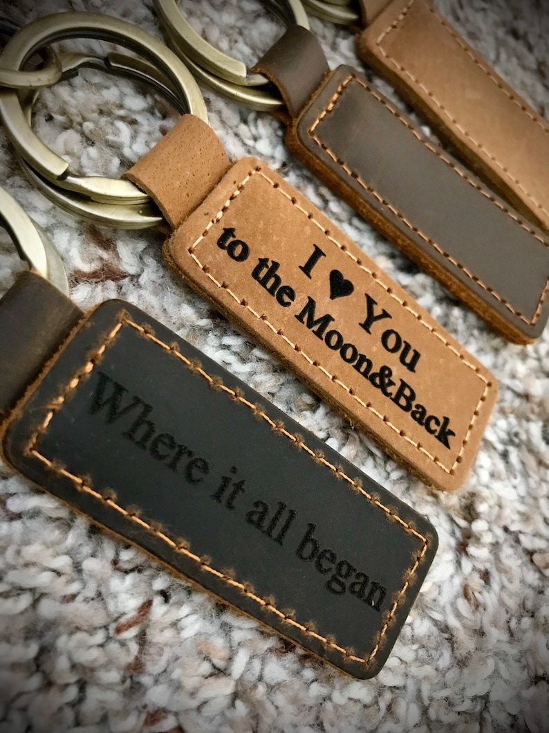Custom Leather Keychain, Personalized Bible Verse, Permanent Engraved Front Side and Back Side. Fathers day gift. Dad gift. image 9