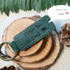 HANDWRITING KEYCHAIN Customized Leather Keychain Engraved Keychain Personalized Handwriting gift 3rd Year Anniversary gift Christmas gift