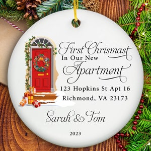 Our First Apartment Ornament Personalized - First Apartment Christmas Ornament - New House Ornament - Apartment Address Ornament&Couple Name