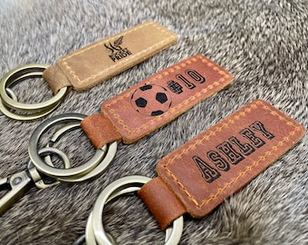 Personalisierte Leder Fußball Schlüsselanhänger, Team Geschenk