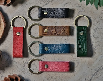 Geprägter Leder Schlüsselanhänger, Vollkorn Autoschlüssel Fob, personalisiertes Geschenk