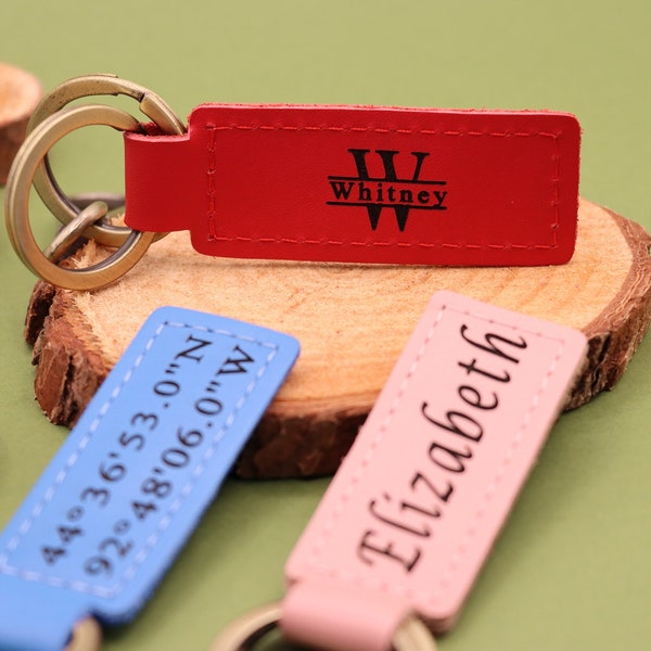 Personalized LEATHER KEYCHAIN, Personalized Coordinates Keychain, Where it All Began, 3 year Anniversary Gift. Mens gift, Mothers day gift.