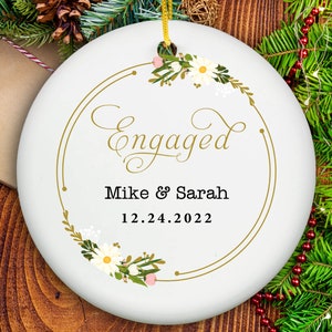 Engagement Day Keepsake Ornament Engagement Announcement Personalized Calendar with Names Engaged Couple Ceramic Ornament Gift for Daughter