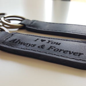 BLACK Leather Anniversary Gift for Men Leather Keychain Personalized Coordinate Keychain Latitude Longitude Custom GPS Keychain for Husband